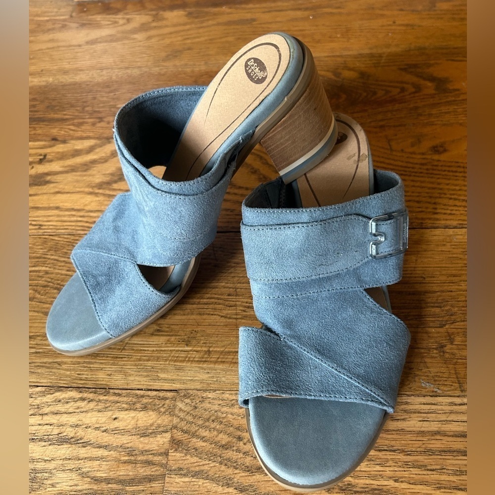 Dr Scholls shoes spellbound sandal heel blue size 8 slip on